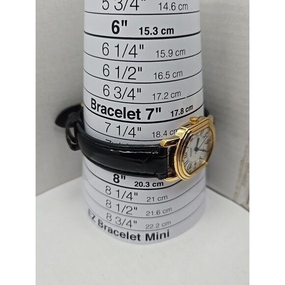 Ecclissi 80195 Womens Gold Tone Cushion Watch Black Leather New Battery Quartz - Picture 7 of 12